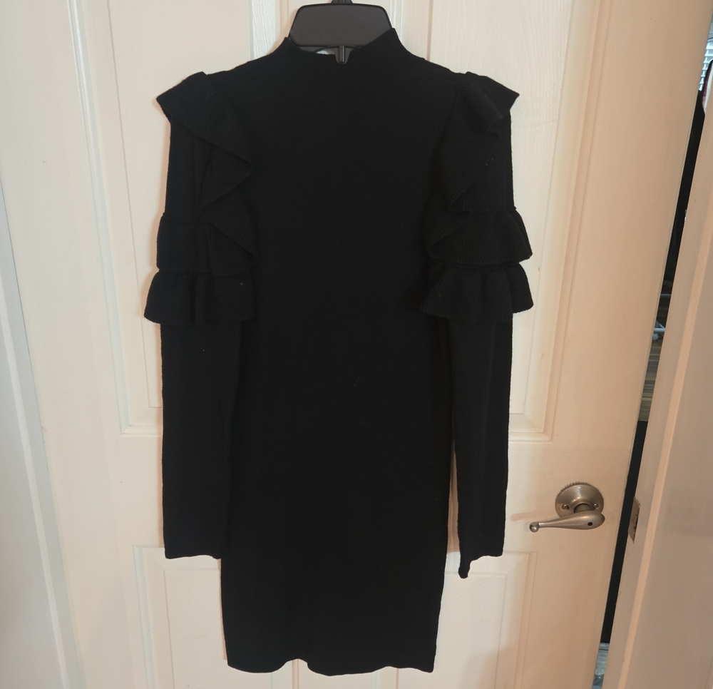 Forever 21 Black Ruffle Sleeve Knit Dress